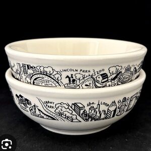 Homer Laughlin ORIGINAL 6”CHICAGO SKYLINE Bowls Not A Fishs Eddy Reproduction